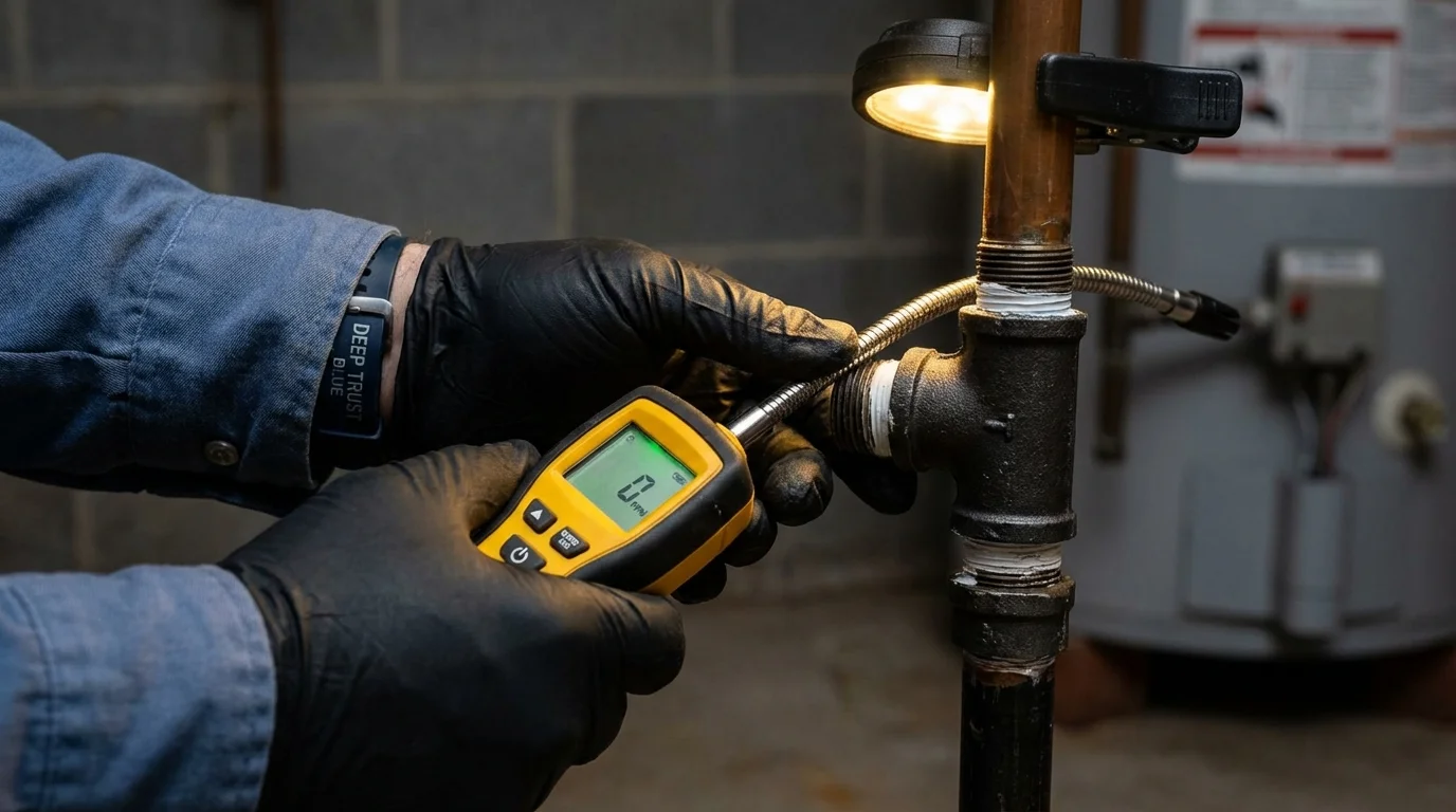 Gas leak detection with electronic sniffer by Johns Plumbing LLC in The Colony