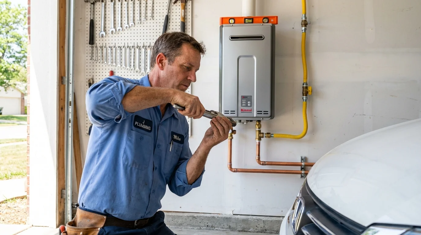 Tankless water heater installation by a Johns Plumbing LLC plumber in The Colony